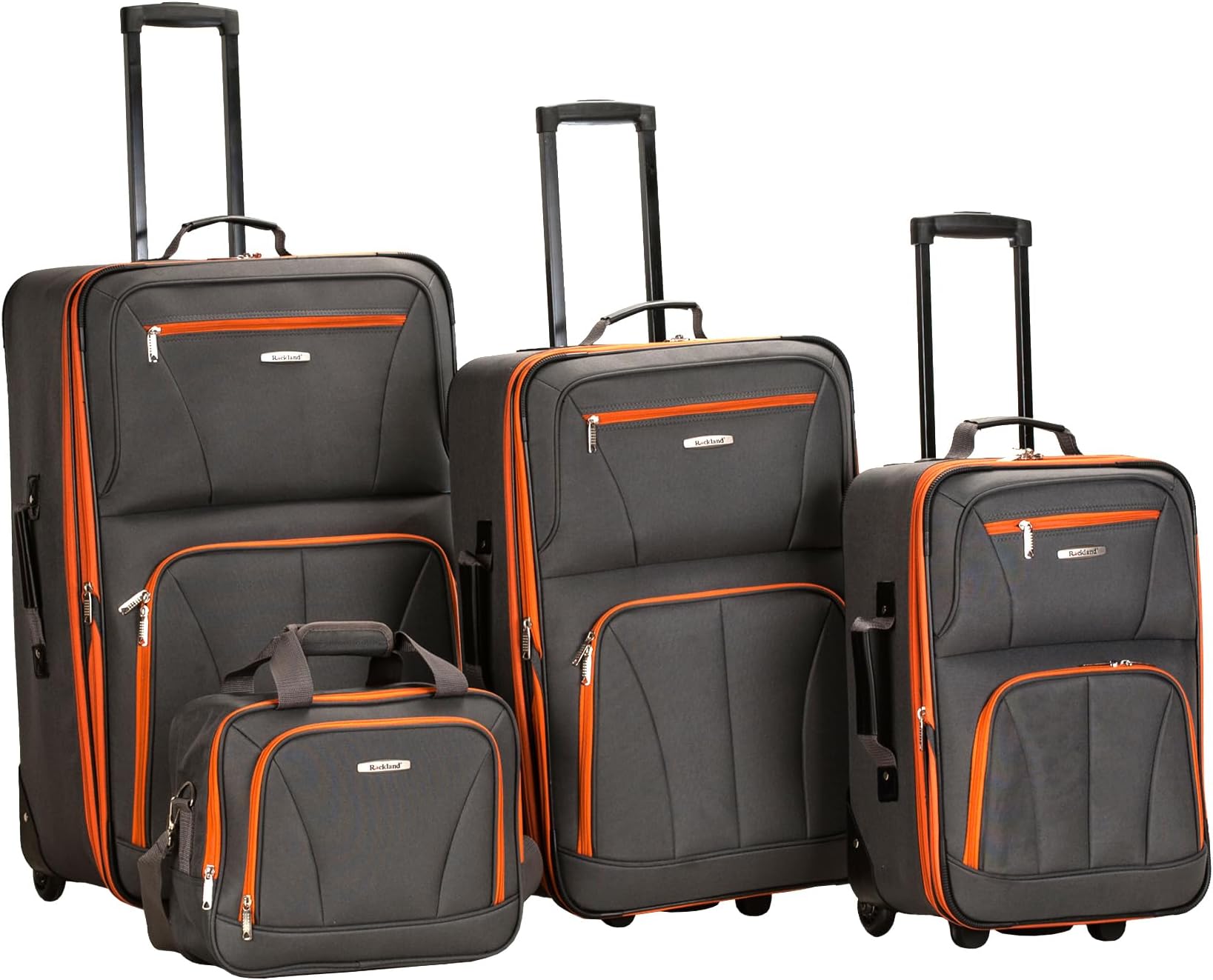 Rockland Luggage 4 Piece Set, Charcoal, One Size