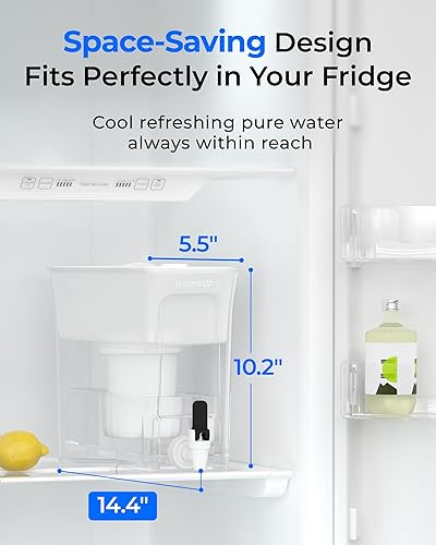 Miniatura 6 de Waterdrop 0 TDS - Dispensador de filtro de agua delgado de 35 tazas, gran capacidad, reduce TDS, cloro, PFOAPFOS y más, sin BPA, blanco (con 1