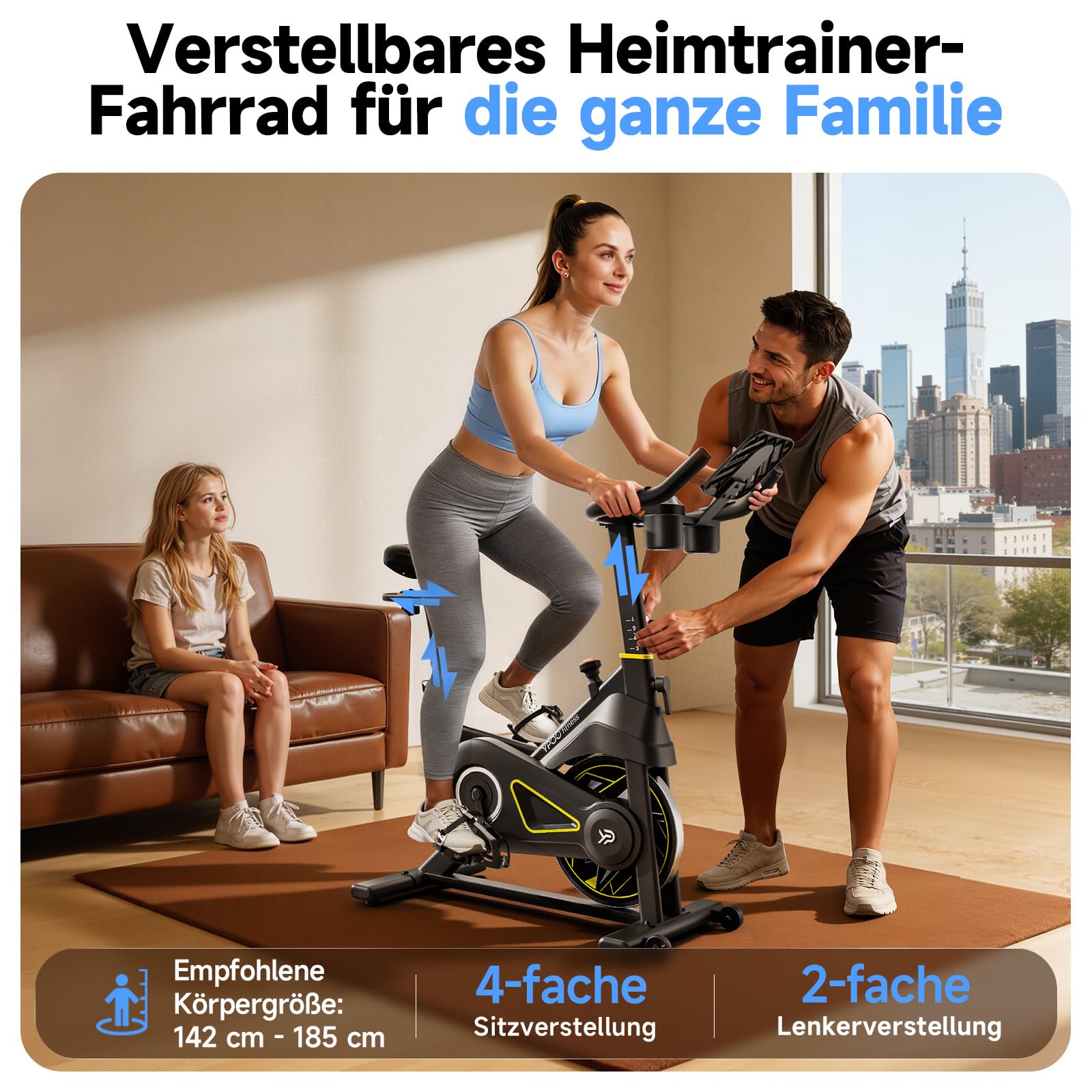 YPOO X3 Ergometer Heimtrainer Fahrrad - Leises Indoor Cycling Bike mit Magnetwiderstand (0-100%), App-Steuerung, 136kg Belastbarkeit, Fitnessbike für Zuhause mit Tablet-Halterung & bequemem Sitz