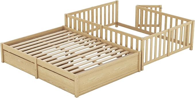Cama Daybed Full Madera Pino con Cajones y Barandilla miniatura 6