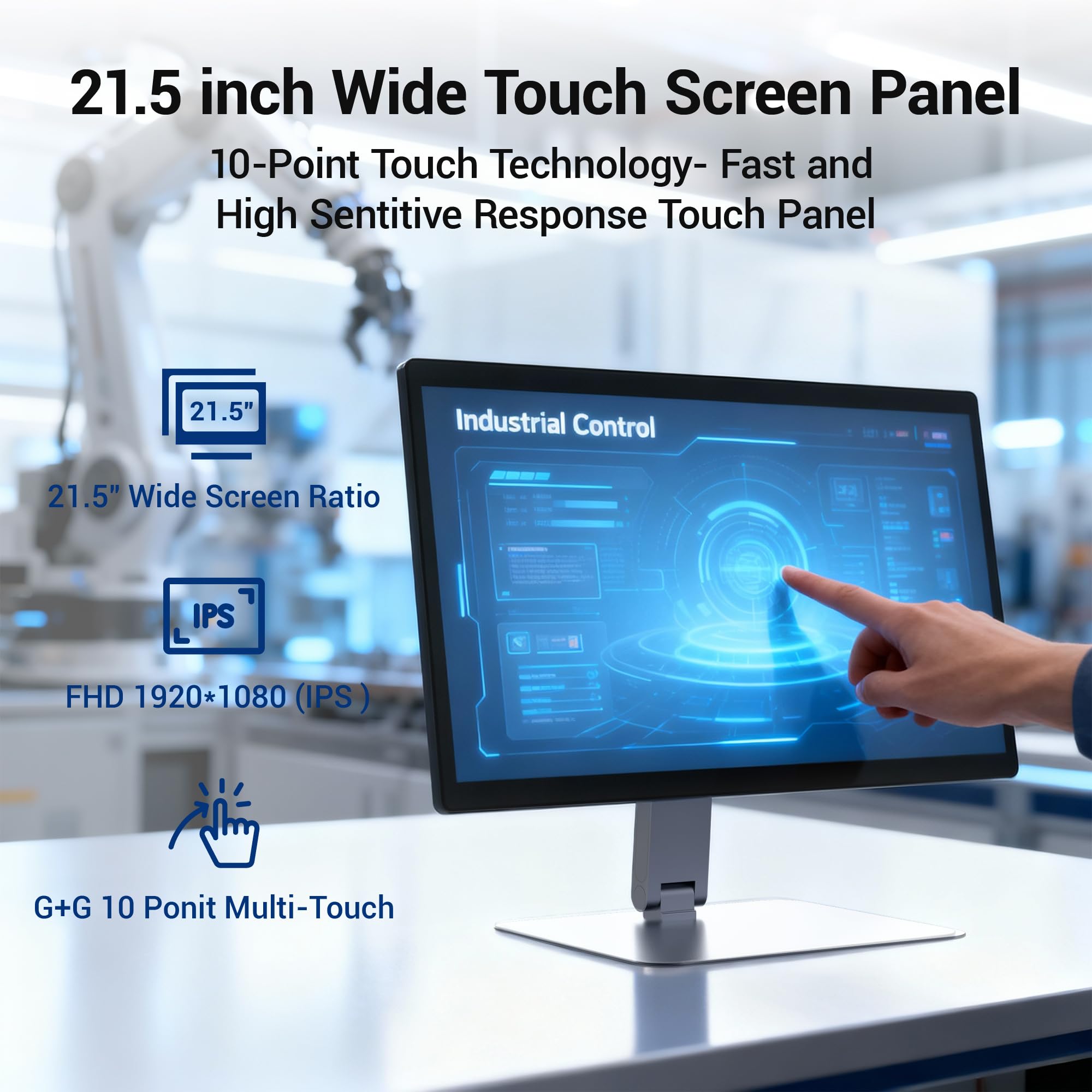 Panel PC-HEIGAOLAPC Industrie Touch Panel All in One 21.5 Zoll mit Schwenkhalterung, Touchscreen PC Android 12 RK3399 4GB RAM 64GB ROM, 1920*1080 IPS, HDMI 2.0, Type-C3,0, USB3.0*1, USB2.0*1, RJ-45