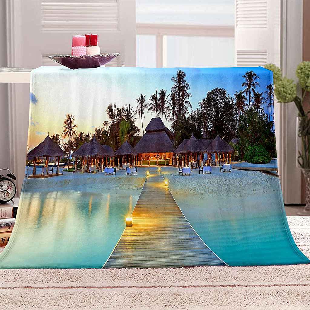 Couverture Polaire Flanelle 130x150 cm - Imprimé Mer Tropicale 3D