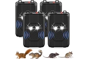 4 Pack Rodent Ultrasonic Repellent for Vehicle Engines with Strobe Light Protection