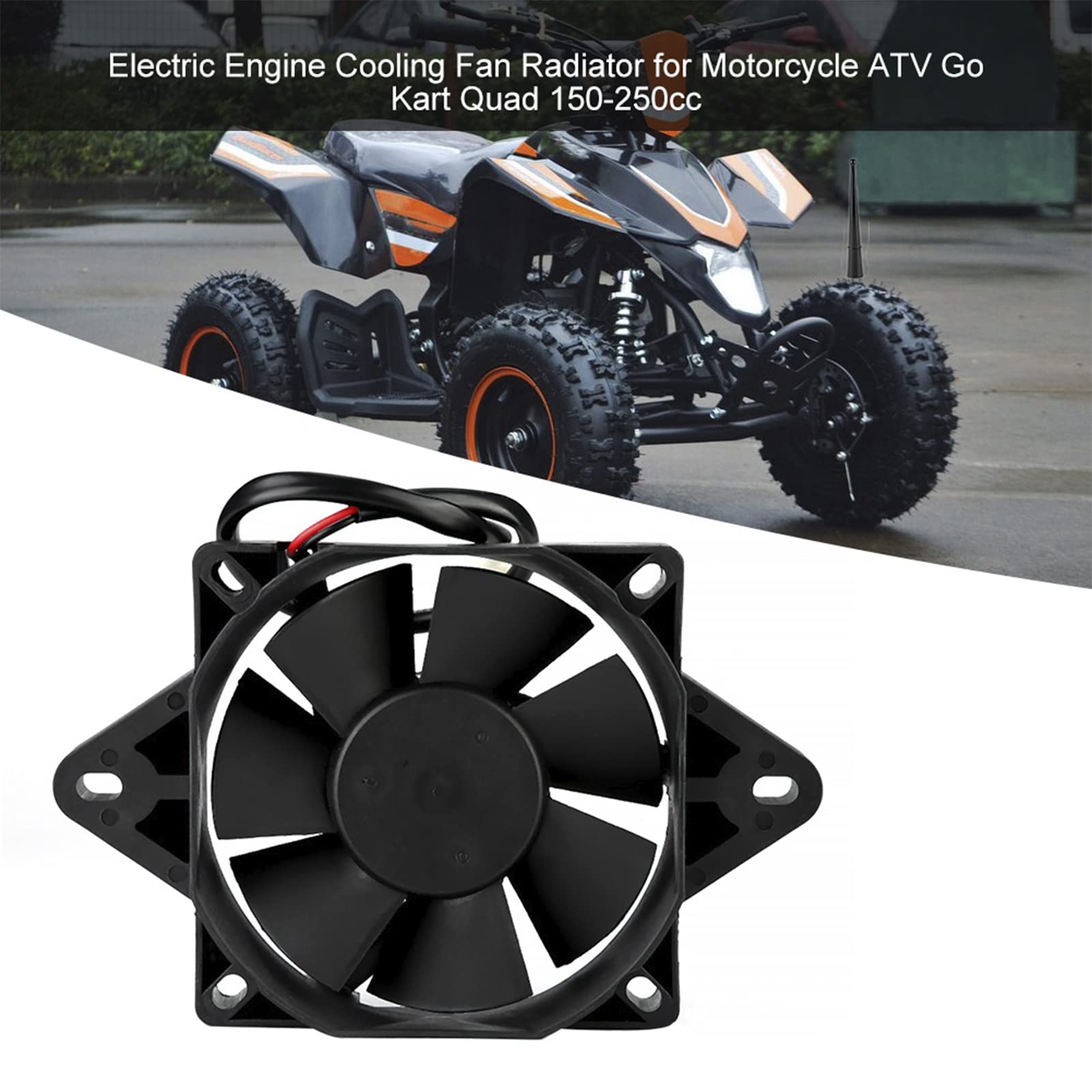Ventilatore radiatore per moto, ventola di raffreddamento elettrica motore, 12 V/15 W ventola di raffreddamento per moto ATV Karter Quad 150c C 200c C 250c C 250c C Nero