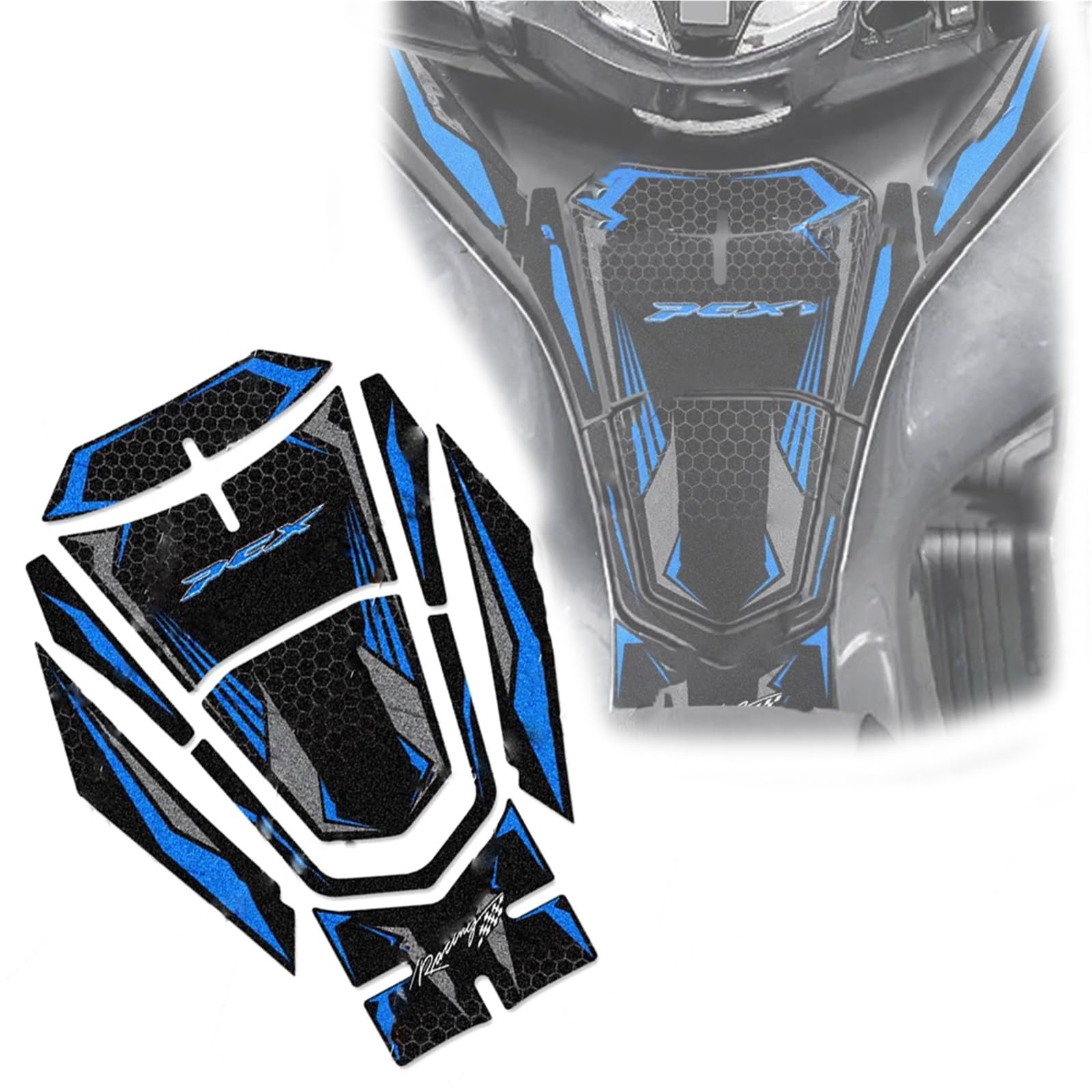 Adesivo Serbatoio Adesivo per Serbatoio di Carburante per Moto, in Fibra di Carbonio, per Honda PCX 160 150 125 2021 2022 2023 2024(Blue)