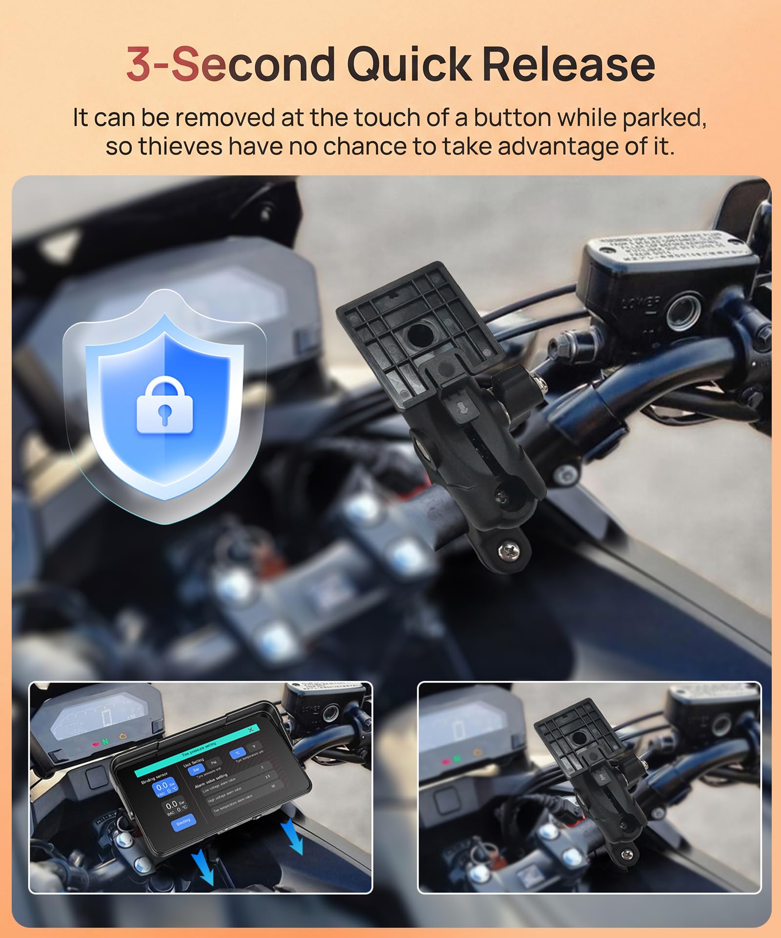 Rimoody Motocyklowy wyświetlacz CarPlay 5" z kontrolerem kierownicy, zdejmowany stojak, bezprzewodowy wyświetlacz CarPlay i Android Auto do motocykli, bezprzewodowe radio samochodowe CarPlay