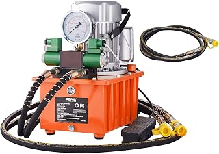 VEVOR Electric Hydraulic Pump, 10000 PSI 750W 110V 488 in³/8L Capacity, Double Acting Solenoid Valve, Electric Driven Hydraulic Pump Power Pack Unit with Pedal Switch for Punching/Bending/Jack Machine