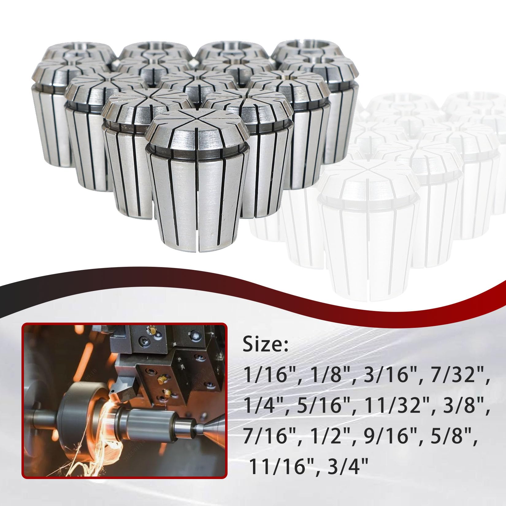 High Accuracy CNC Collets Findmall ER32 Collet Set 12-Piece - 1/8-3/4 ...
