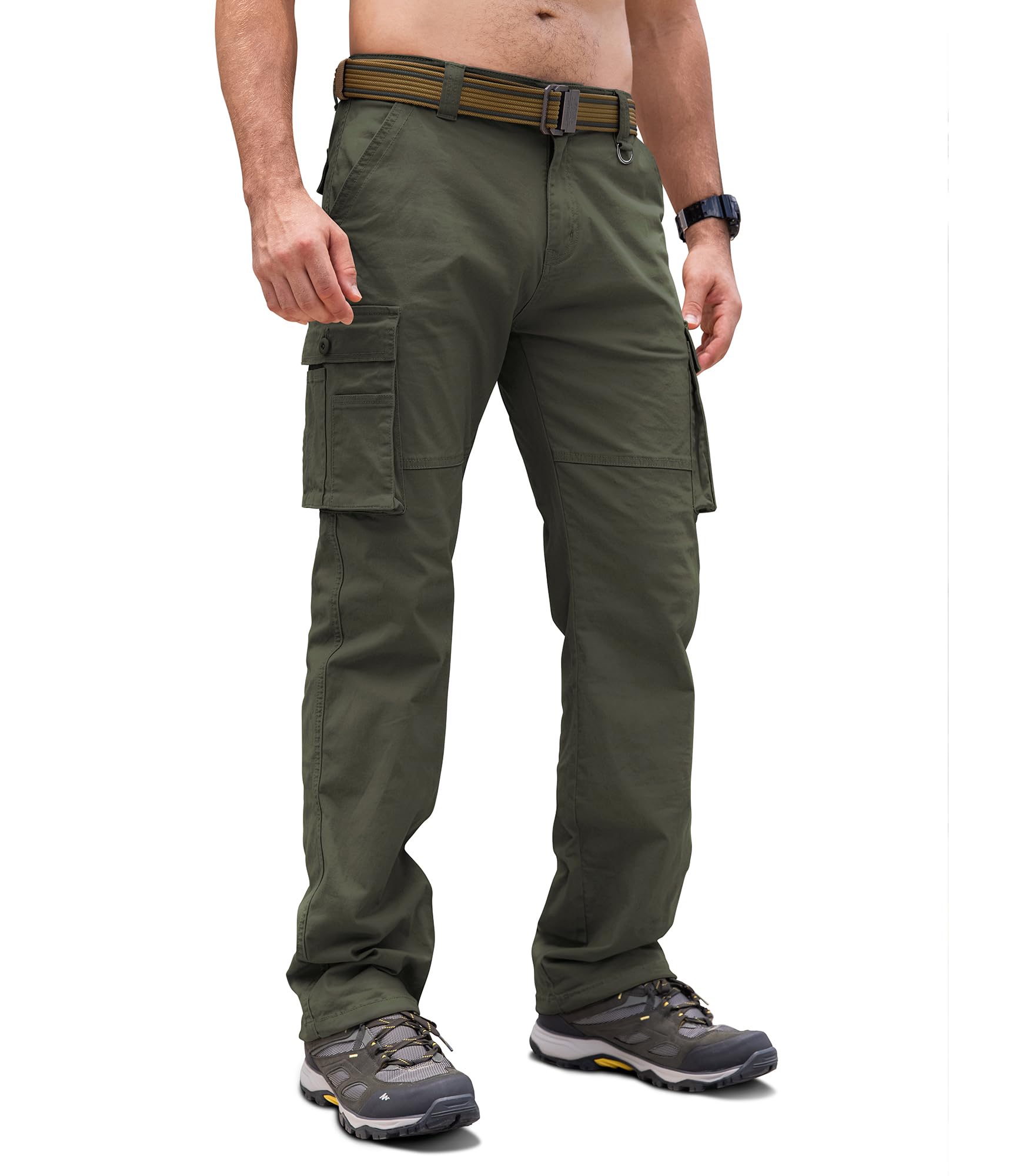 Cindeyar Cargohose Herren Relaxed Fit Baumwolle Wanderhose Herren Casual Arbeitshosen Männer Outdoor Militär Taktische Hosen mit Multi Taschen