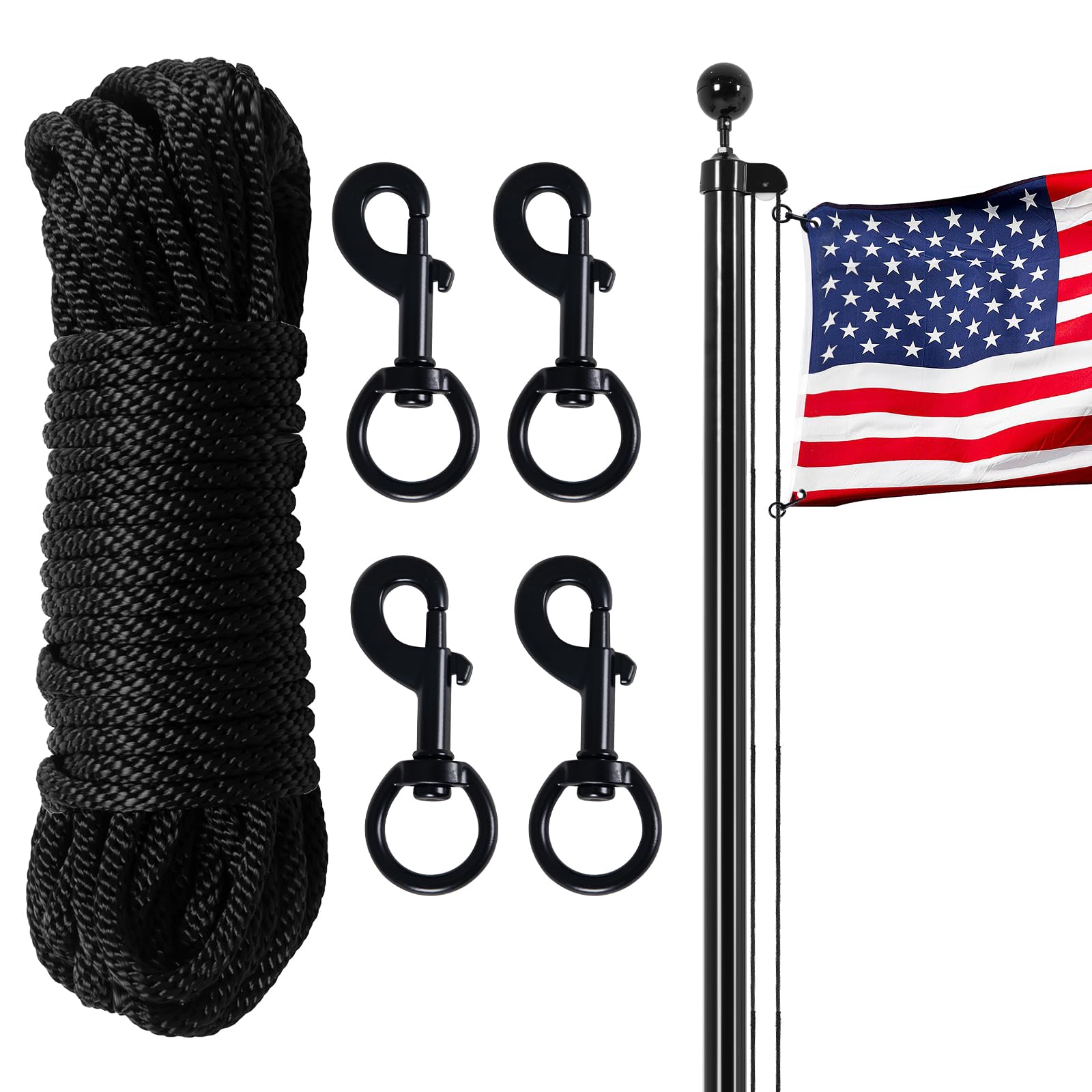 Amazon.com: BMFTRRI Flag Pole Rope Kit 100Ft x 1/4" Diameter Halyard ...