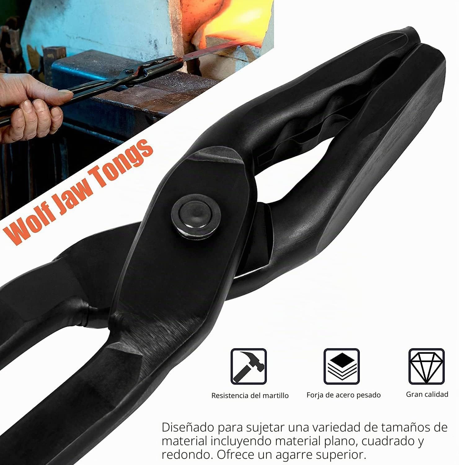 Juego de Tenazas Herrero para Principiantes con Mandíbula Lobezno y Punta V - Kit Forja