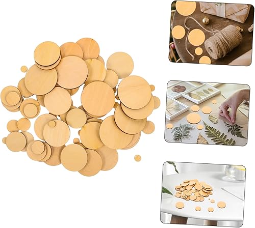 Miniatura 6 de COHEALI 100 piezas redondas decorativas de madera para decoración de madera, círculos de madera con agujeros, círculos de madera redondos, círculos