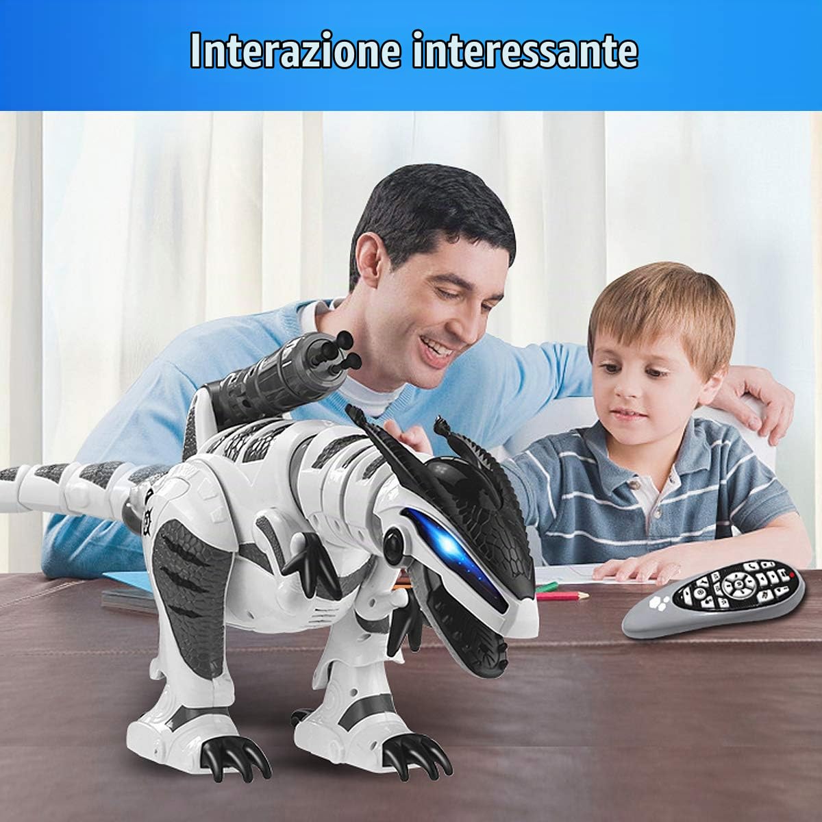fisca RC Robot Dinosauro Intelligente Giocattoli Interattivi Intelligente Telecomando Elettronico Robot Andando Danza Canta & Battle Moda Giocattoli Per Ragazzi e Ragazze 5 6 7 8 9 10 Anni & Anziani