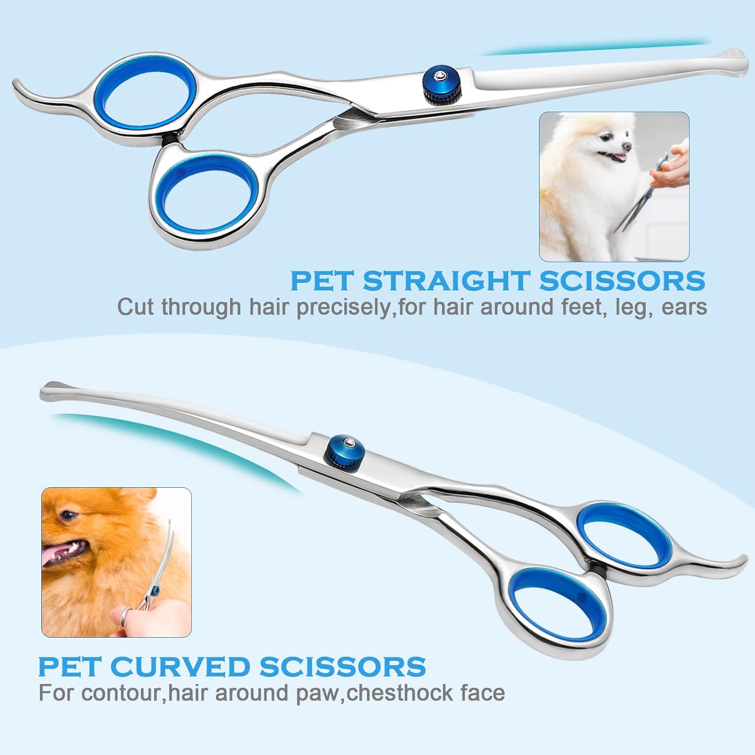 Dog Grooming Scissors Kit with Safety Round Tips, Liren Professional 6 in 1 Grooming Scissors for Dogs, Heavy Duty Stainless Steel Sharp and Durable Pet Grooming Shears for Dogs and Cats : Pet Supplies