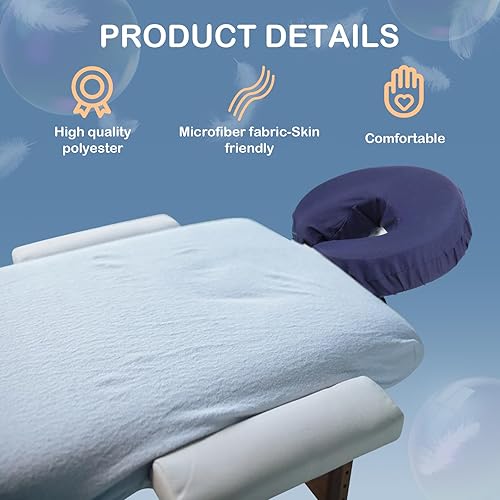 Miniatura 5 de Tatuo 12 fundas para soporte facial para masaje, fundas para reposacabezas de masaje, microfibra a granel, reutilizables, suaves, gruesas, para mesa