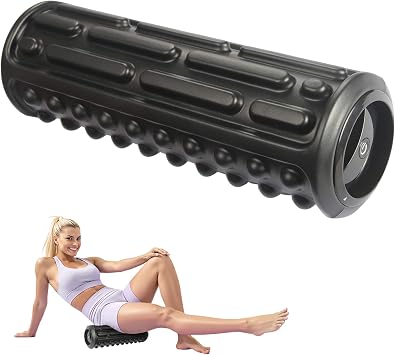 20 Inch Tri-Texture Vibrating Foam Roller for Muscle Recovery, 3 Vibration Levels, Storage Compartment, Portable Roller for Home, Gym and Travel