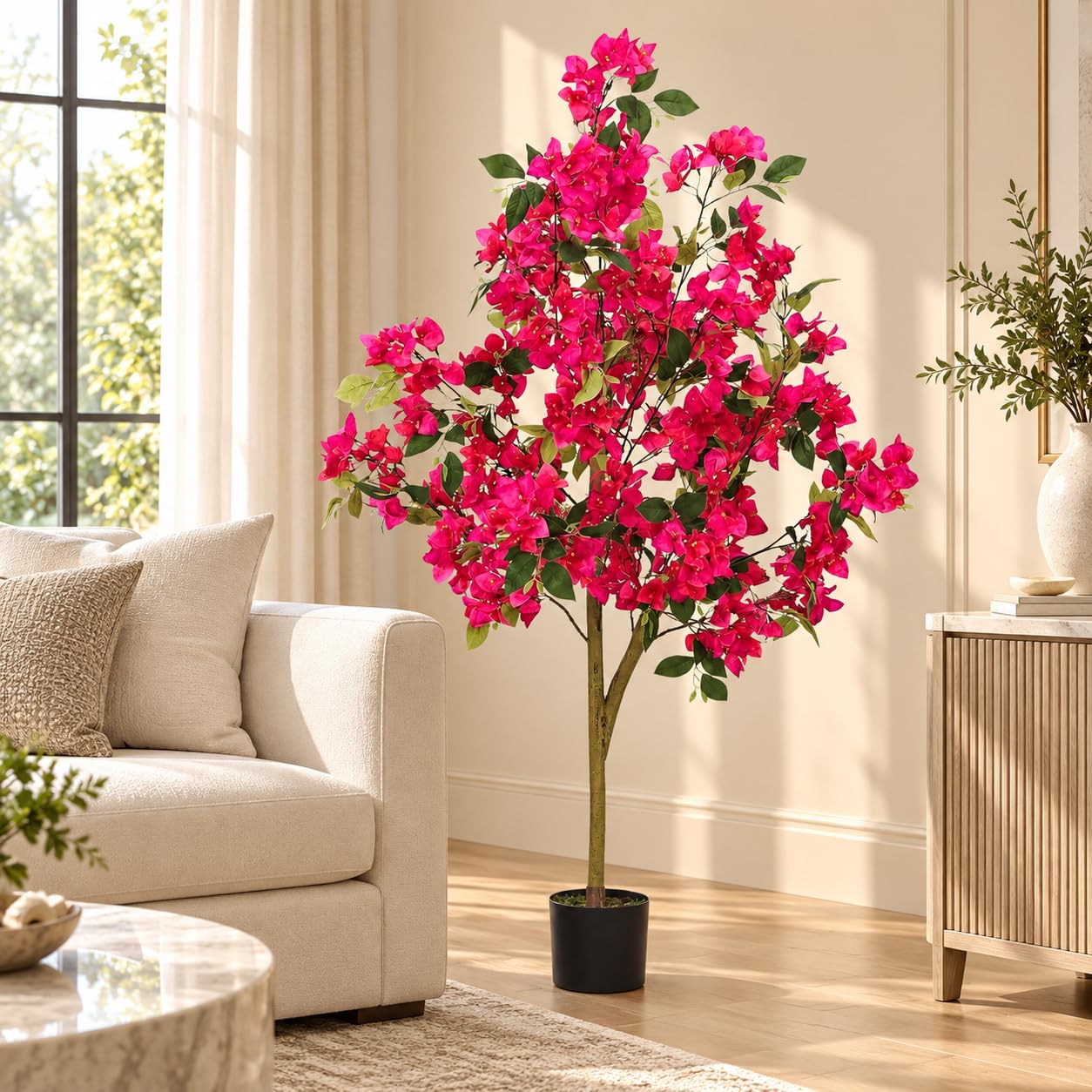 Pink Bougainvillea Tree - 5ft Artificial Flower Plant -1 Pink Bougainvillea Tree - 5ft Artificial Flower Plant -1