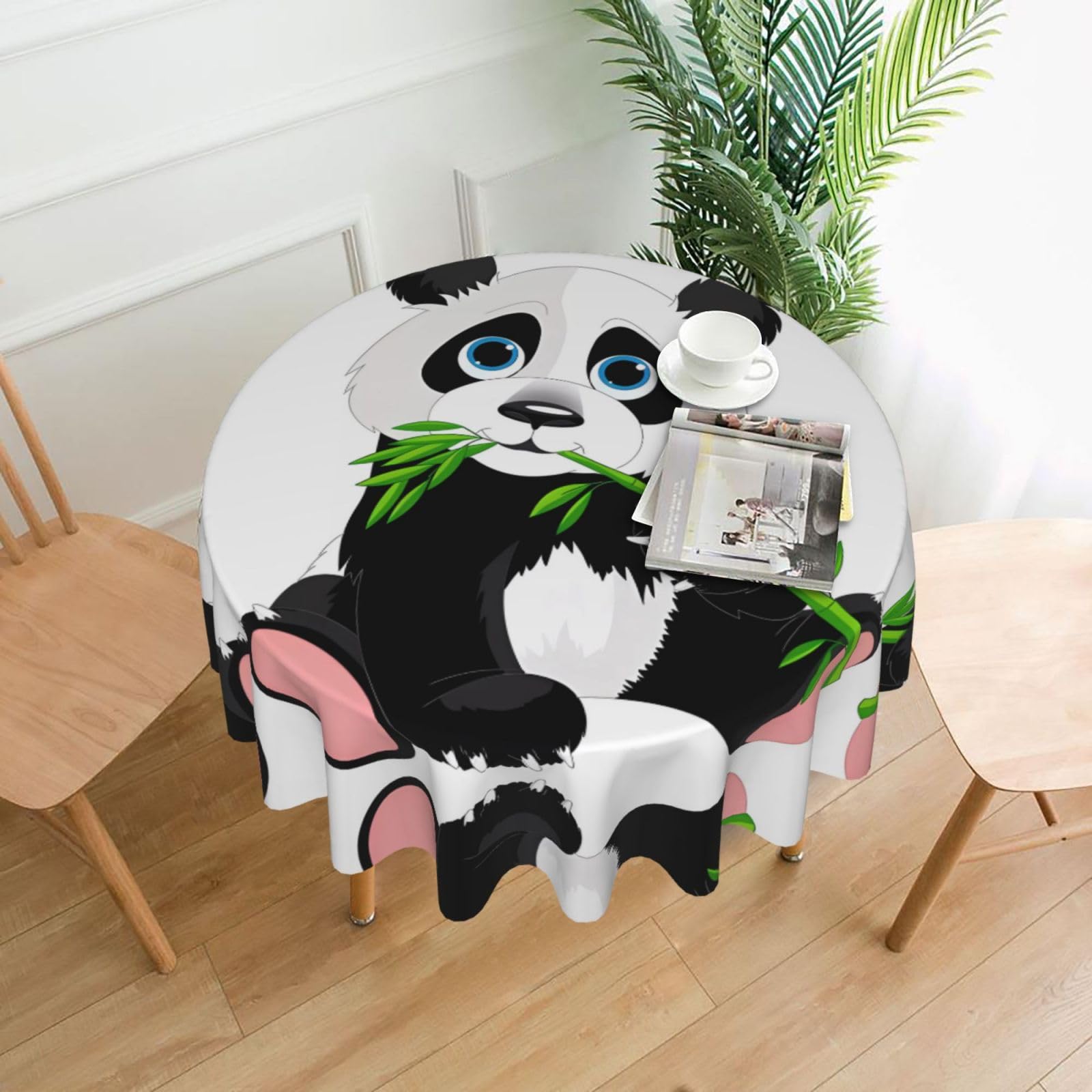 ZHAOUR Cute Panda Print Round Washable Tablecloth – Table Cover