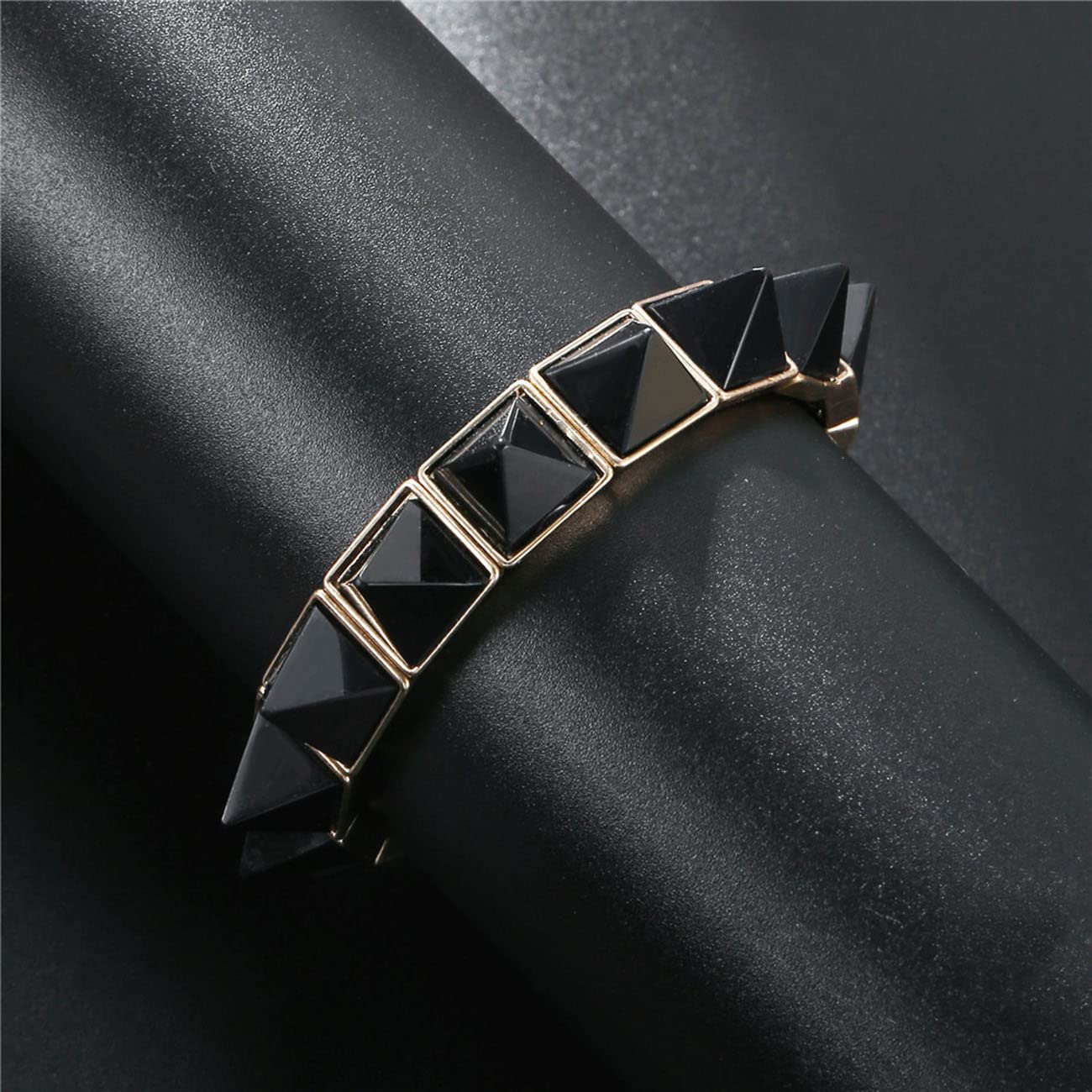 Pulseras de Hombre Pulseras de Mujer Pulseras de Acero Inoxidable Moda Vintage Pulseras de Metal geométricas Estiramiento