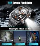 LIGE 2.13" Smart Watch for Men with Flashlight, Smartwatch with 100+ Sports Modes,Heart Rate SpO2 Monitor,Huge Amoled Screen,Multifunctional Smart Watch for Android iOS Black 2 Straps