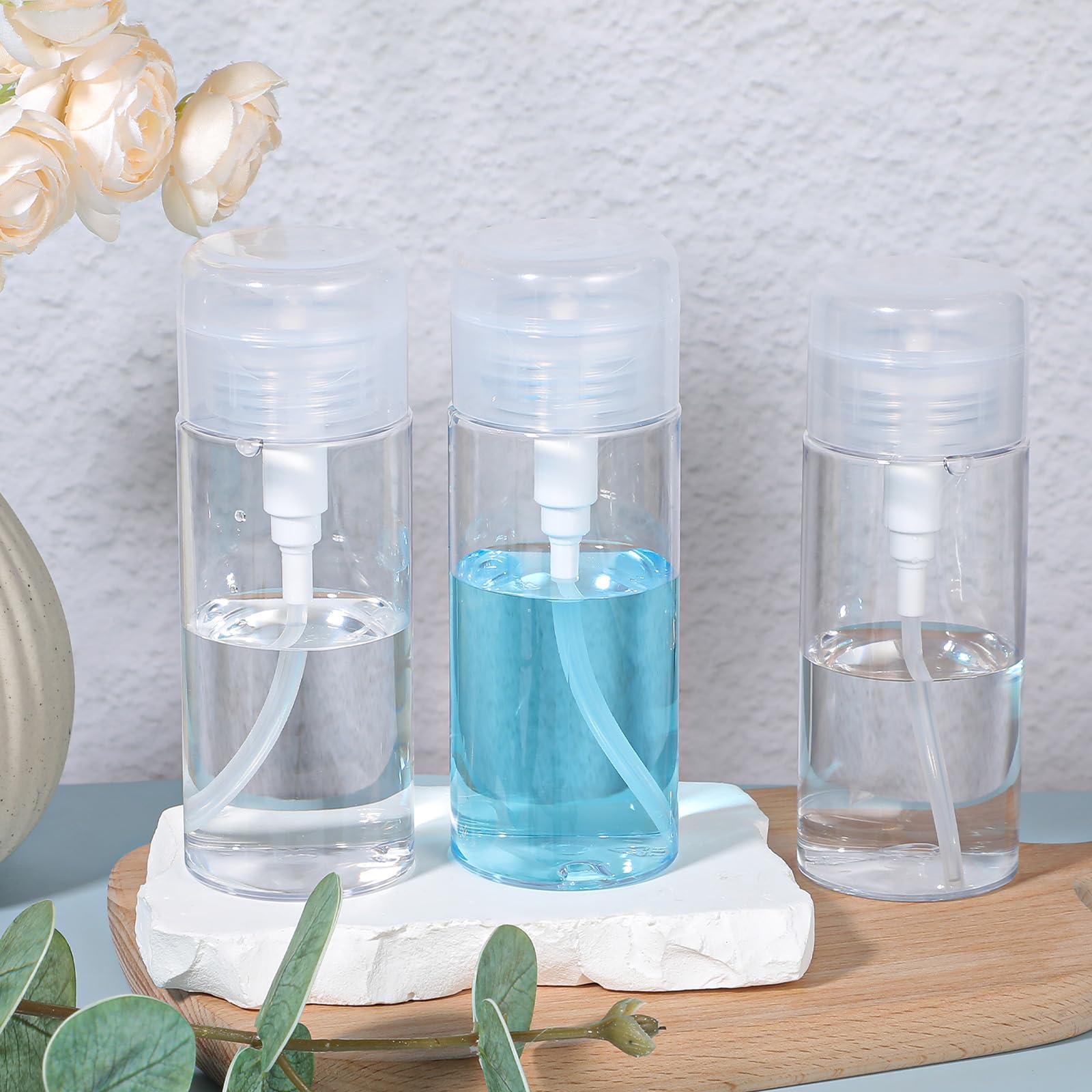 MFUOE 2Pcs 150Ml Nagellak Remover Pomp Dispenser Lege Fles Push Down Cleanser Fles Container Voor Make-up Remover Vloeibare Flessen