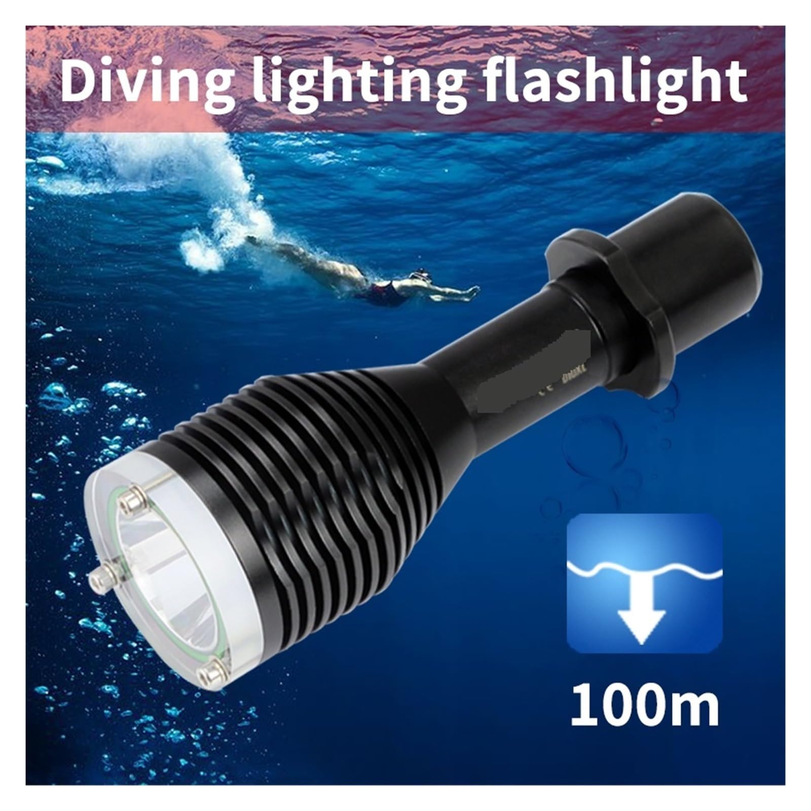 Latarka do nurkowania, D10XL W16XL 6500K Światło Do Nurkowania Wodoodporna 100m Latarka XM-L2 U2 Światła LED Wbudowana Bateria 18650 do sportów podwodnych(With battery)