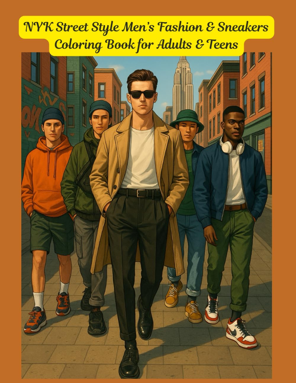 NYK Street style Men’s Fashion & Sneakers Coloring Book for Adults & Teens: 50 Illustrations; Featuring Urban Male Model Outfit, Cool City … Sneakers, & Hip Hop-Inspired Style