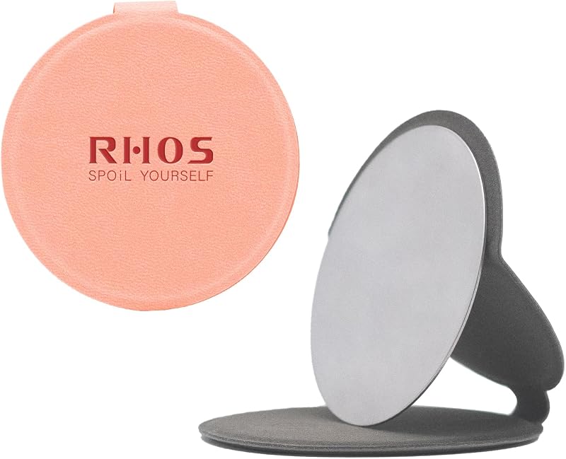 Espelho compacto redondo RHOS em aço inoxidável, rosa