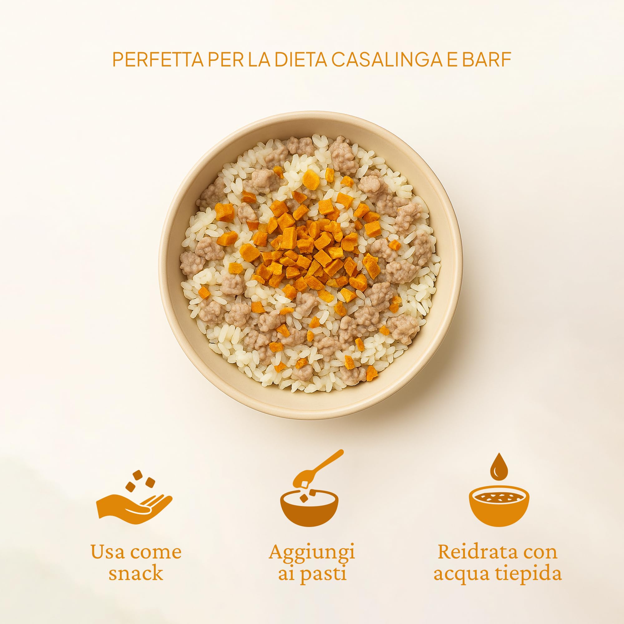 Zucca disidratata a pezzi per cani 400 g – 100% naturale, senza additivi – Snack sano BARF – Doypack richiudibile