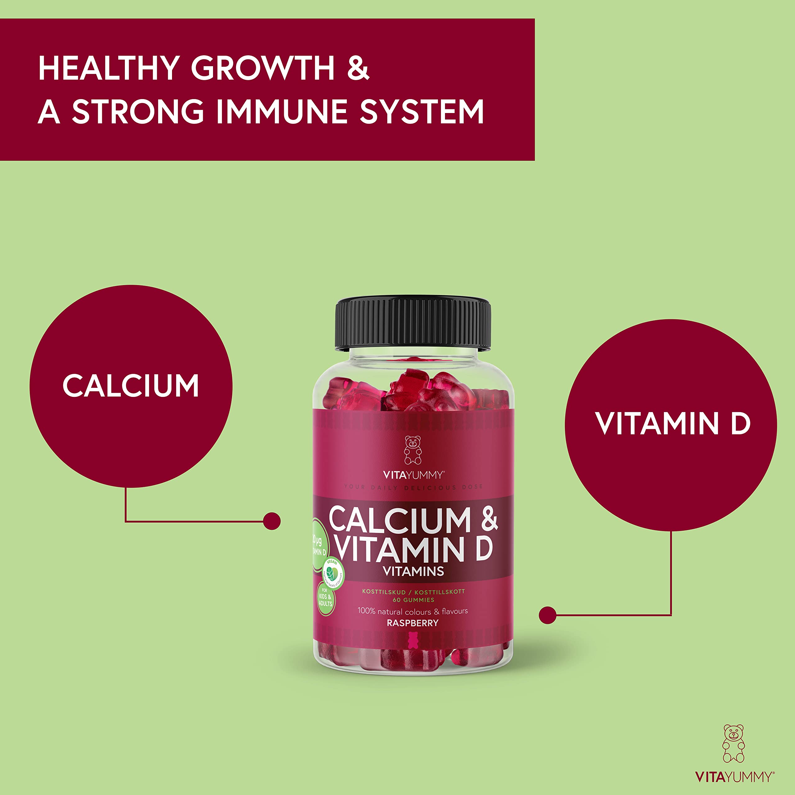 VITAYUMMY Vitamin D and Calcium Supplement Chewable Calcium & Vitamin