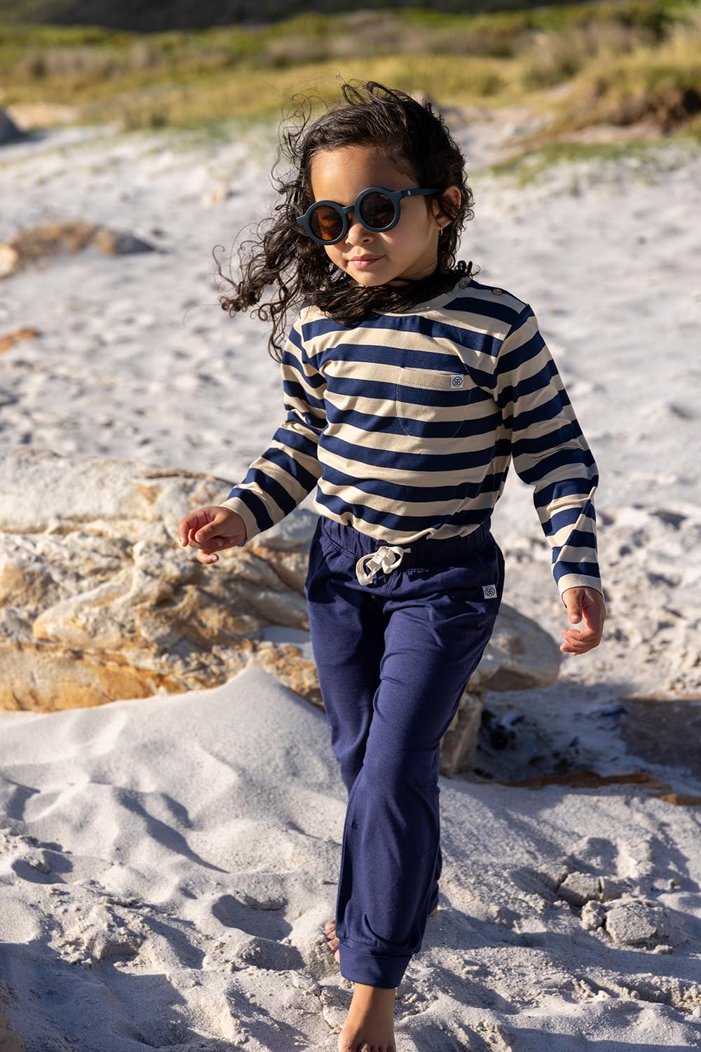 Cloby Baby Long Sleeve Shirt/Langarmshirt - mit UV-Schutz (UPF 50+) - für Jungen und Mädchen - Navy Stripe - blau/beige (Gr. 12-18 Monate)