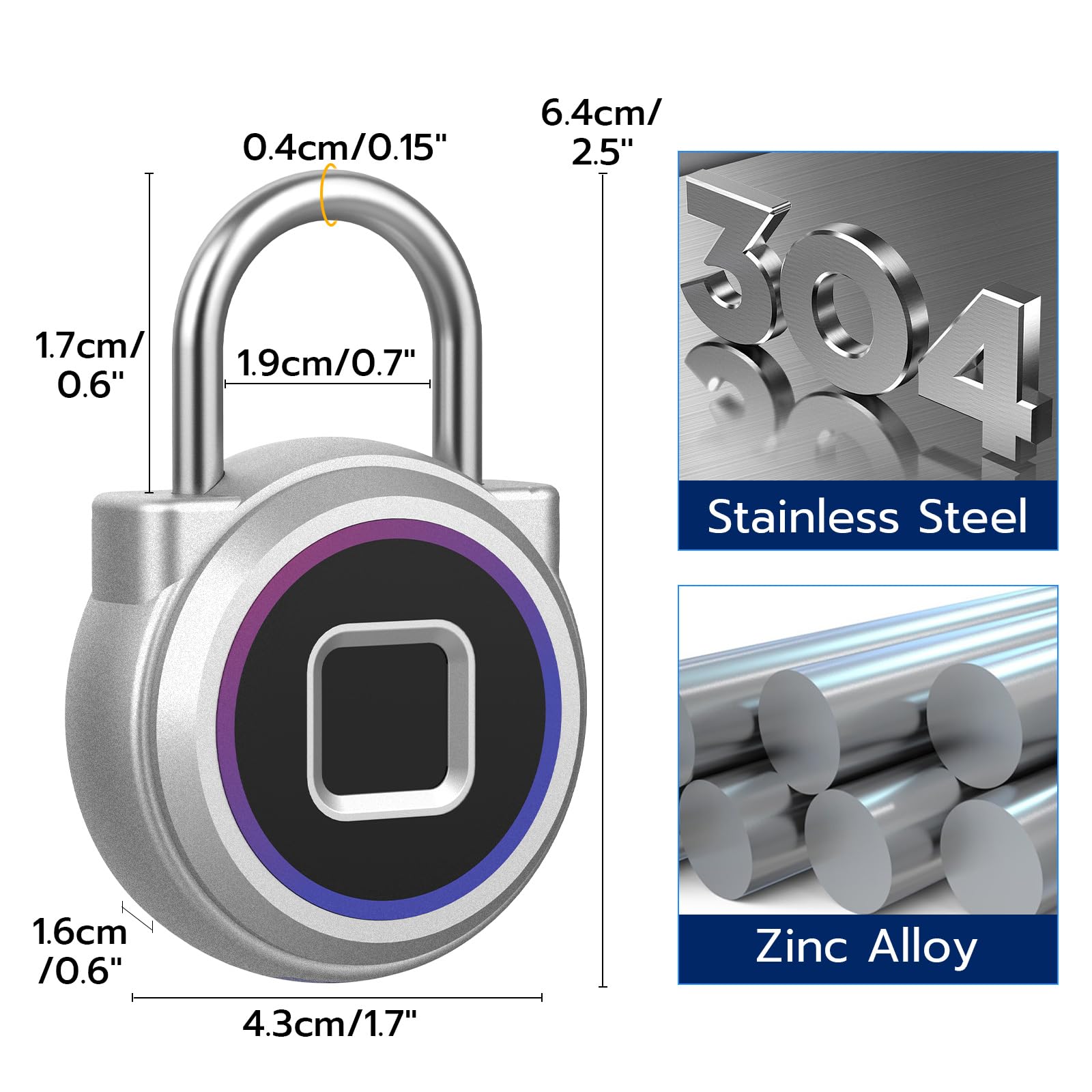 Lucchetto Con Impronta Digitale E App - Bluetooth, Resistente Alle Intemperie, Per Armadietti E Porte - Foto 9