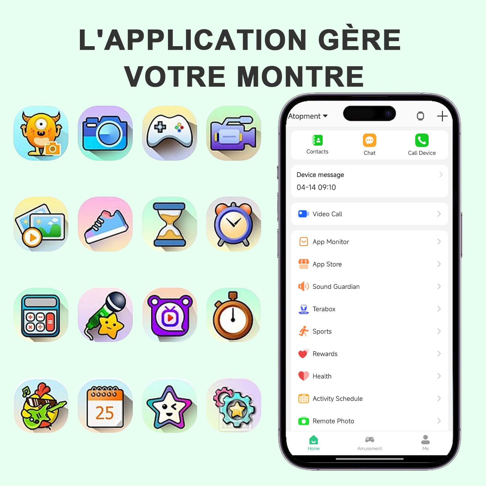 Montre Connectée Intelligente Enfant avec 4G WiFi GPS Téléphone Contrôle Parental Étanche Appels Vidéo SMS SOS Mode Cours Rejet Appels Inconnus Appareil Photo Réveil Musique pour Garçon Fille (Noir)