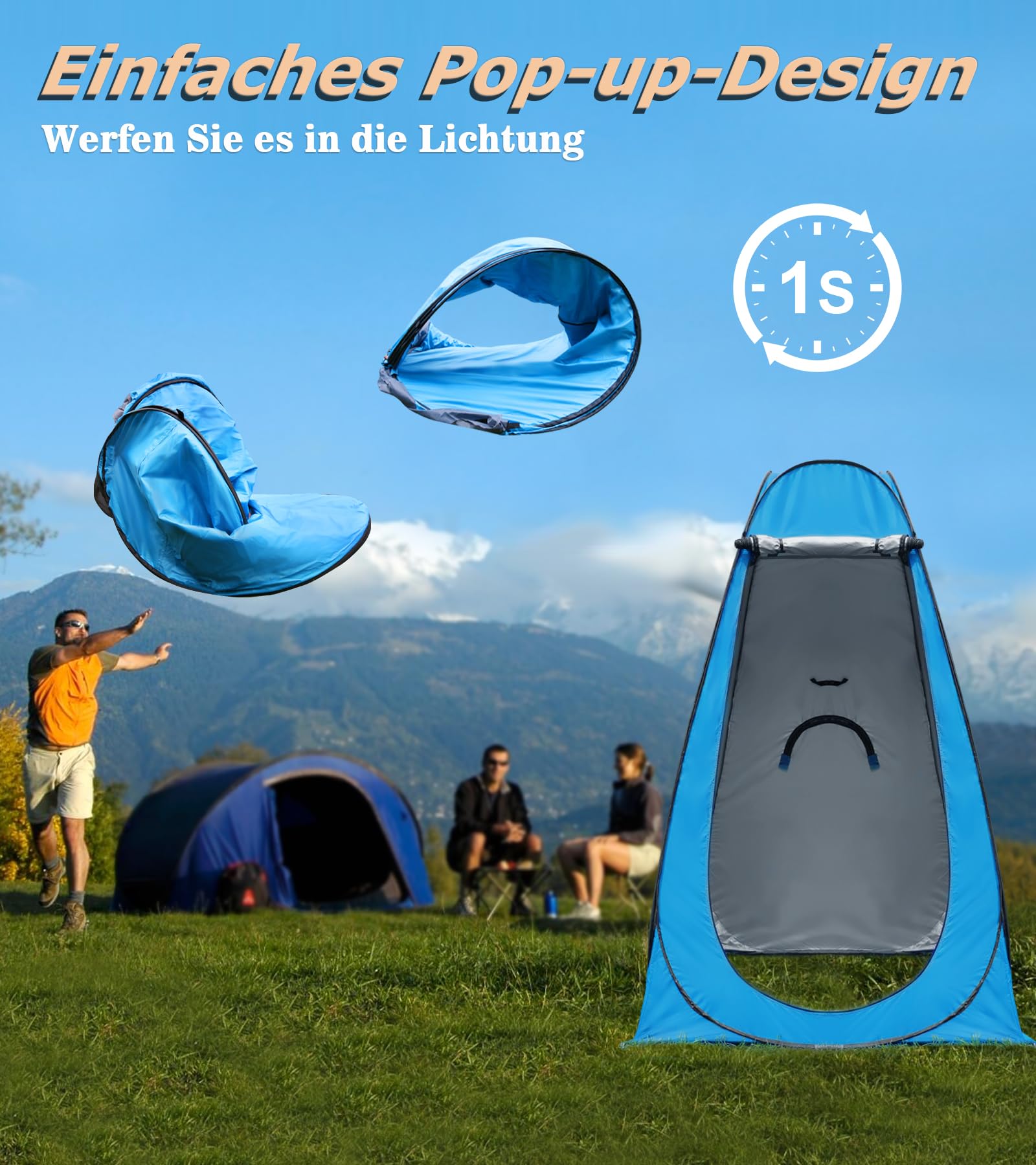 Tenda Da Doccia Pop Up PrivateTent Da Campeggio - Spogliatoio Portatile Con UPF 50+, 120x120x190cm, Facile Installazione, Con Borsa
