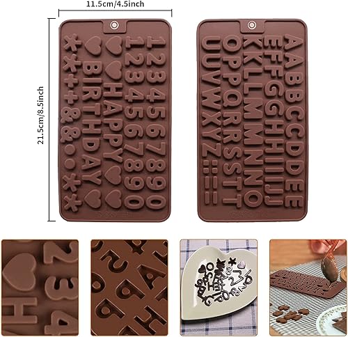 Miniatura 3 de Set de moldes para chocolate en forma de corazón incluye molde para caramelos de cilindro redondo, molde para corazón con cavidades, bolsa