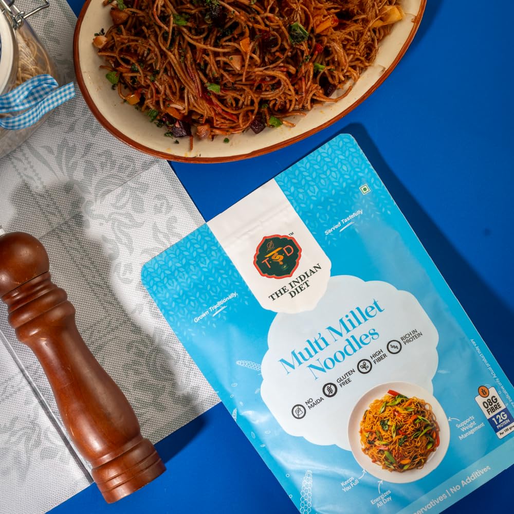 The Indian Diet Multi-Millet Noodles | No Junk | Made with Millets | No Preservatives or Additives Just Real Ingredients | Tastes Like Your Favourite Noodles | No Maida | No Oil | No MSG | High Protein | High Fibre | Pack of 2 2