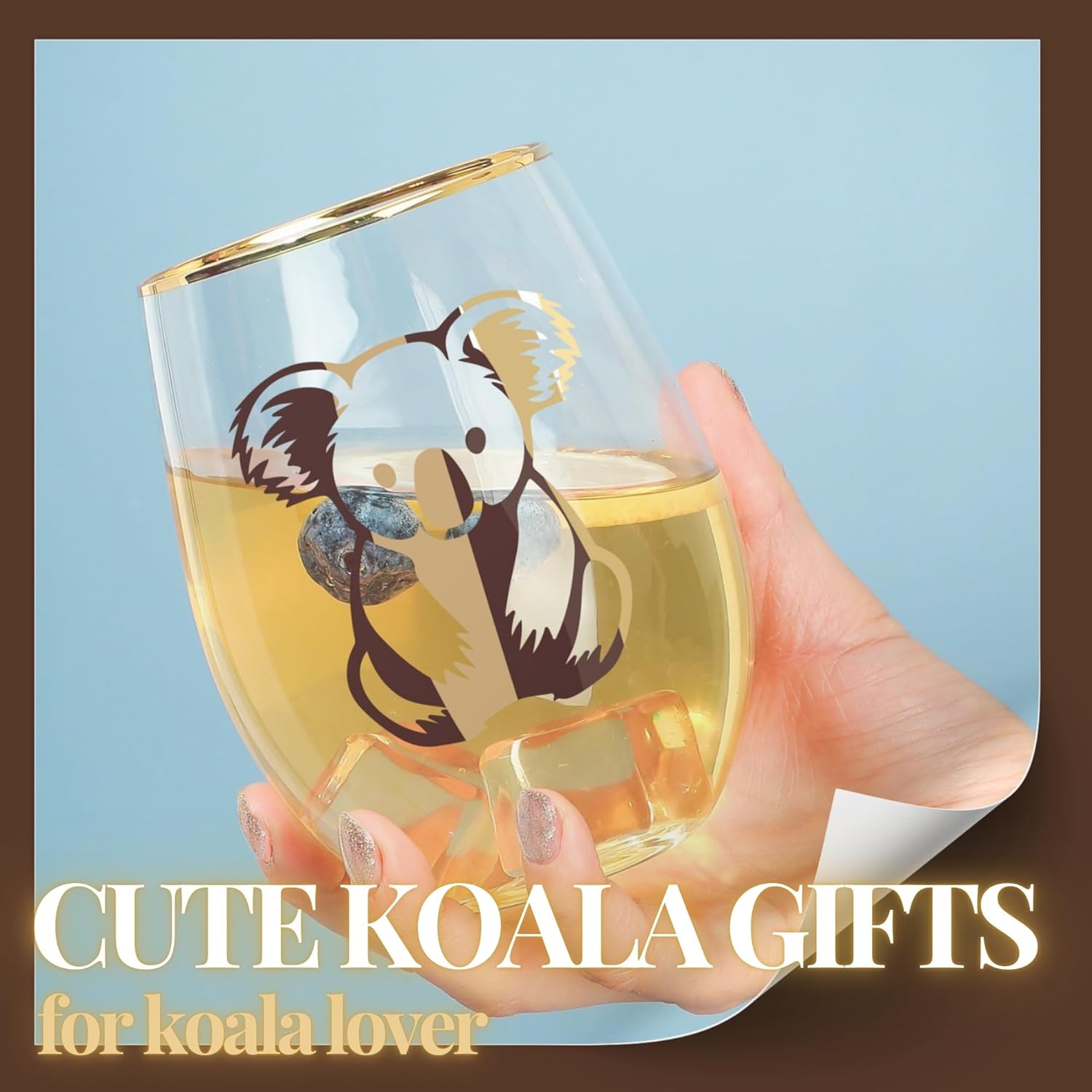 Onebttl Koala Gifts for Women, 18oz Stemless Wine Glass with Message Cards, Birthday Gifts for Koala Lover - Image 4