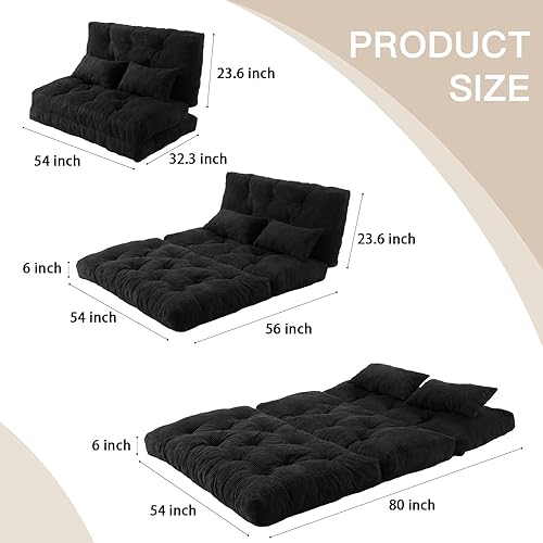 Miniatura 2 de Sofá cama plegable para adultos con tela de pana, colchón plegable con soporte para la espalda, puf, sofá cama para sala de estar y dormitorio