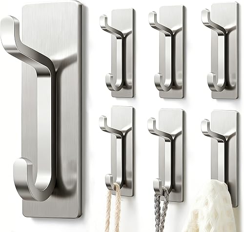 Miniatura 15 de Ganchos de Pared Autoadhesivos para Colgar: Extra Fuertes 13 LB, Gancho para Abrigo, Toalla en Baños, Ducha, Cocina, Pared, Gancho de Puerta, Níquel