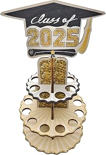 Liqzirtu Porta dinero para graduación 2025, promoción 2025: tarta porta dinero con kit completo | 20 orificios, doble capa, accesorios de madera para fiestas de graduación - Decoraciones ceremonia