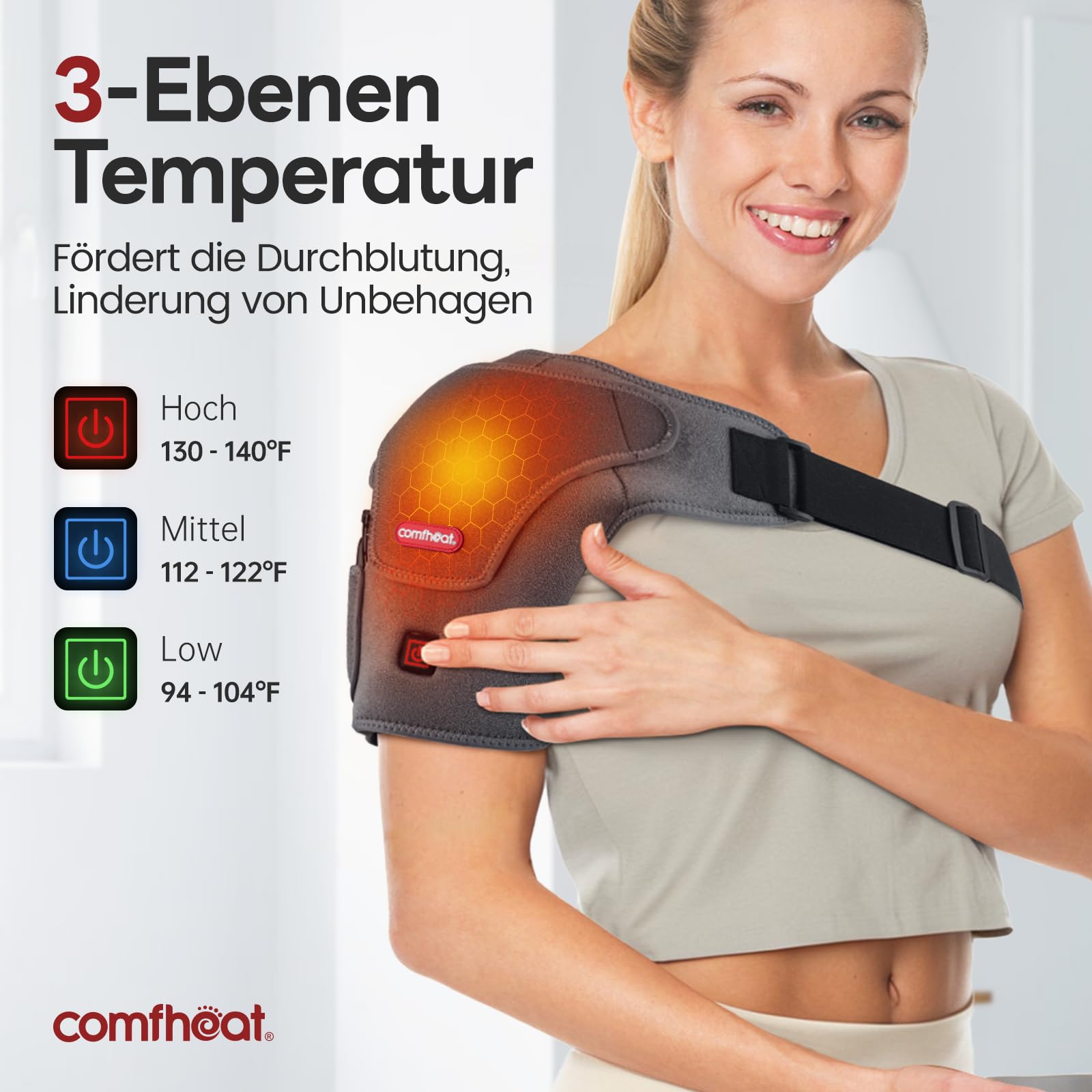 Masajeador de hombros,3 niveles de calor y vibración,Inalámbrico