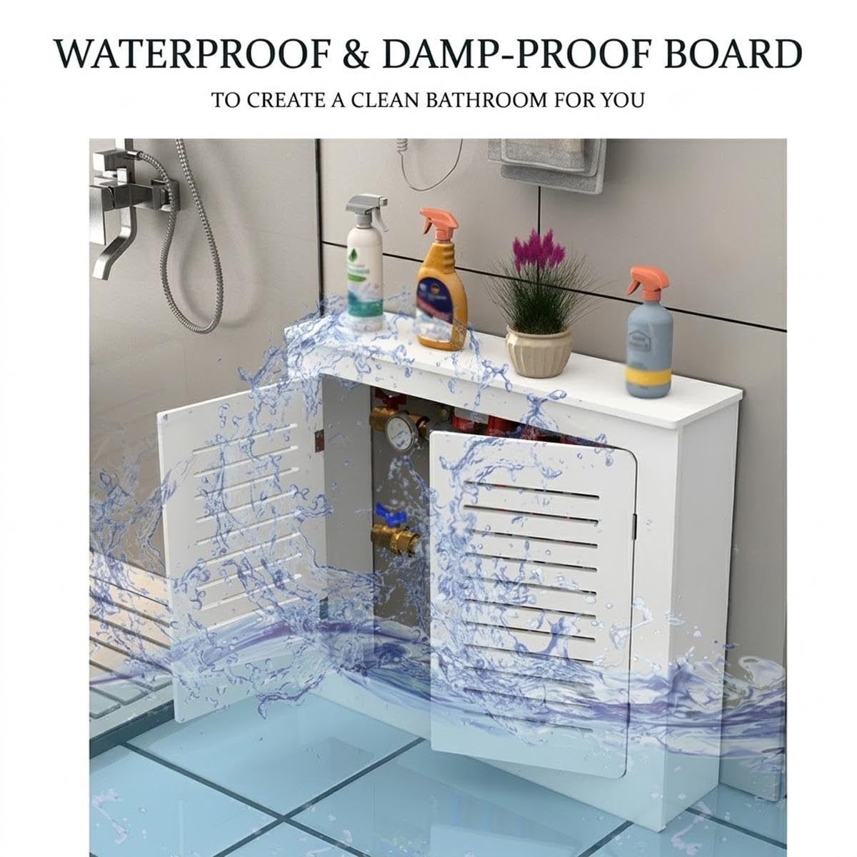Gabinete decorativo con estante for radiador con WPC impermeable de 12 mm,