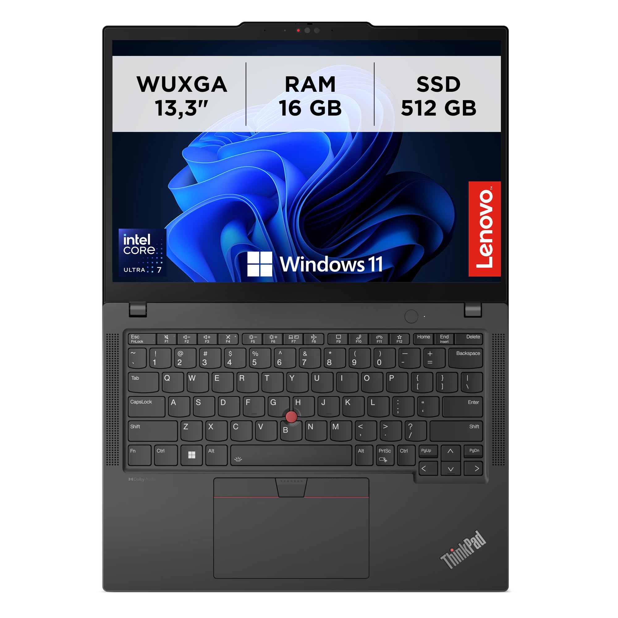 Lenovo - Ordenador portátil de 13,3 pulgadas ThinkPad X13 Gen 5, PC profesional Windows 11 Pro, Intel Core Ultra 7 155U, RAM 16 GB LPDDR5X, 512 GB SSD NVMe - Ordenador gráfico Intel, PC Audio Dolby