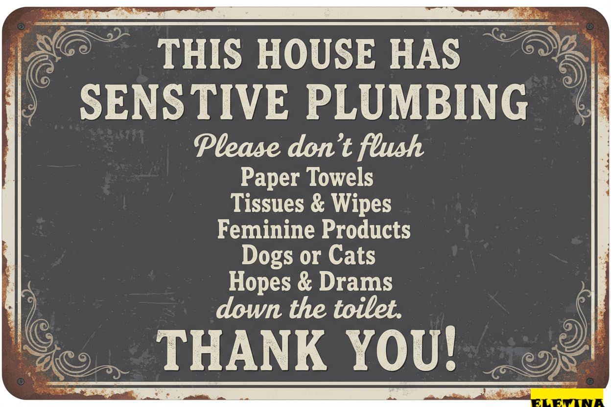 Vintage Metal Tin Sign for Man Cave Wall Art Definition Plaque This House Has A Sensitive Plumbing System Personalized S Home Wall Art Decor Indoor Outdoor Plaque Gift 8x12 Inch