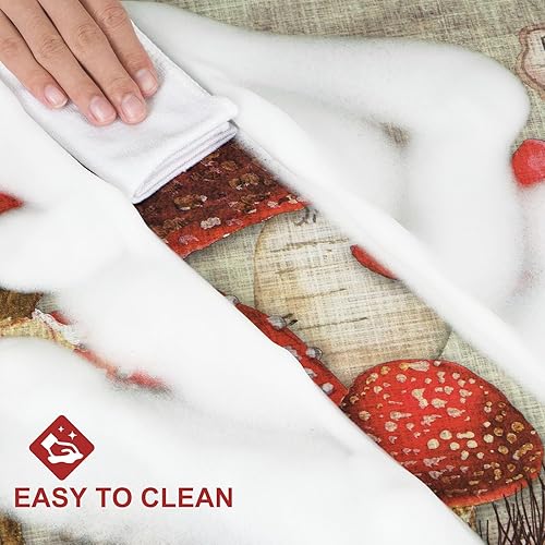 Miniatura 7 de ASPMIZ Juego de 2 alfombras de cocina con diseño de hongos, alfombrillas acolchadas antifatiga, impermeables para el frente del fregadero, tapete de