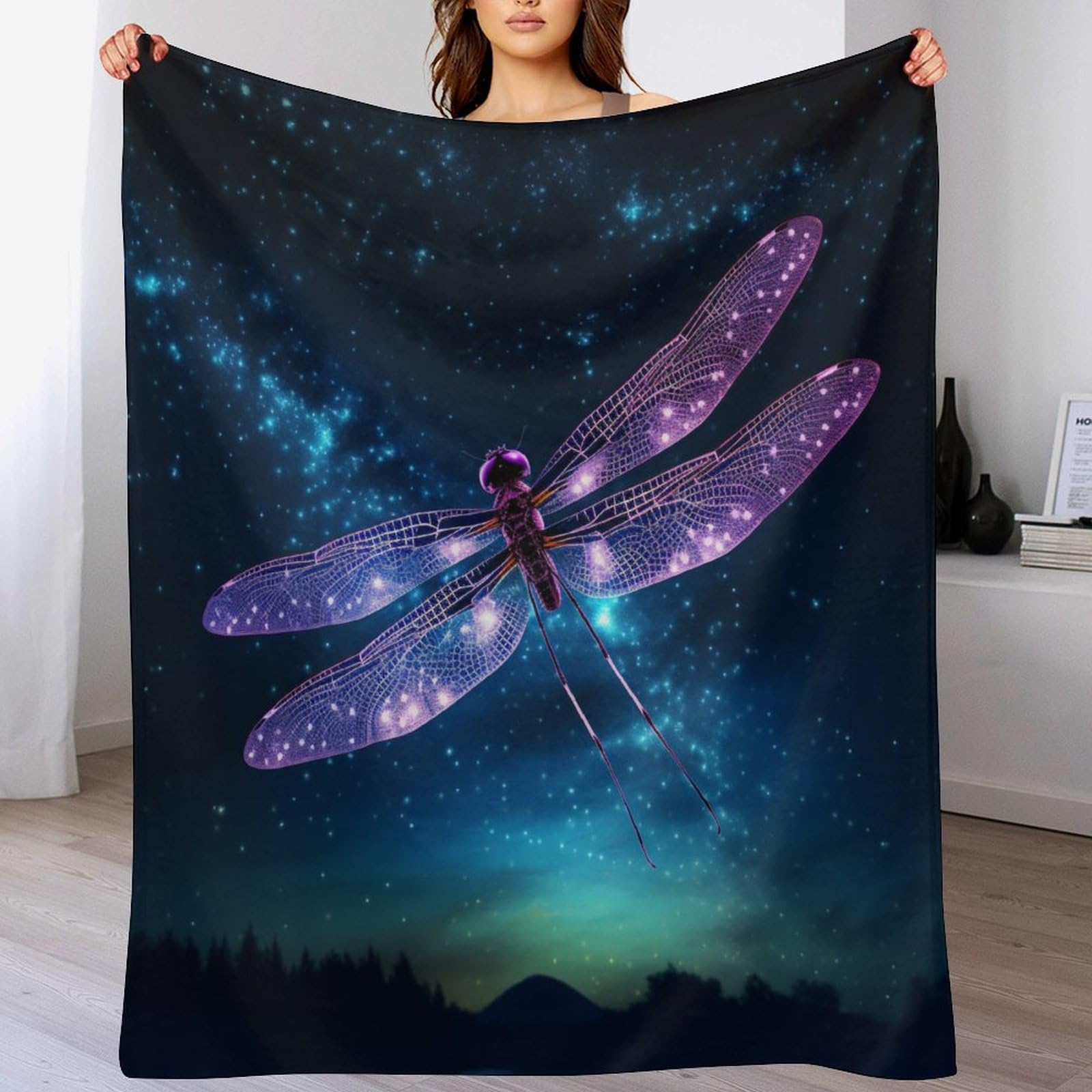 Couverture libellule en flanelle 150x200cm contre le froid hivernal