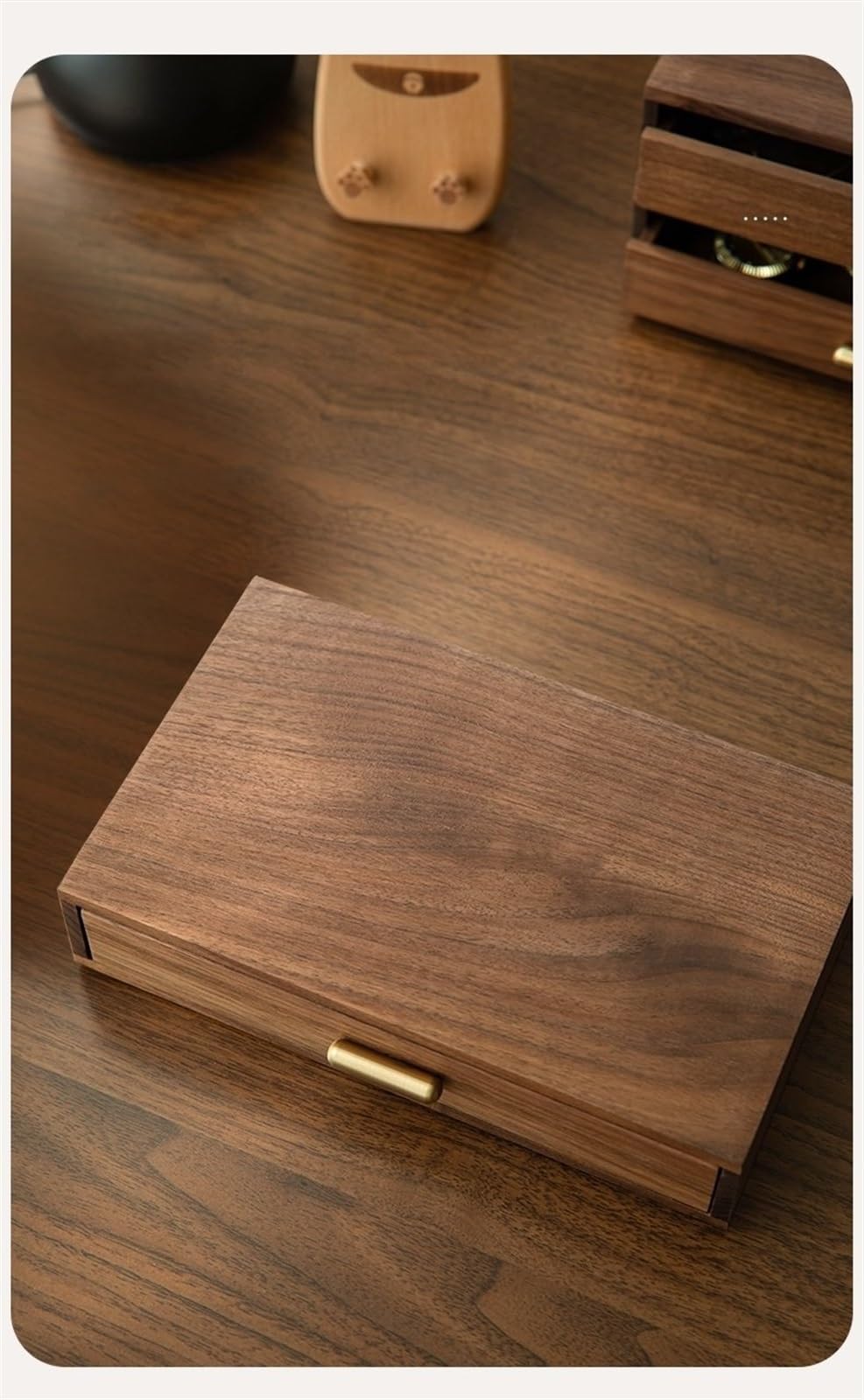 XBTGS Caja de almacenamiento de madera maciza con cajón de 1 a 3 capas, estante de nogal, cajas de almacenamiento de joyas para joyas, un color, 5,2 cm, un color: 10,4 cm, un color: 10,4 cm