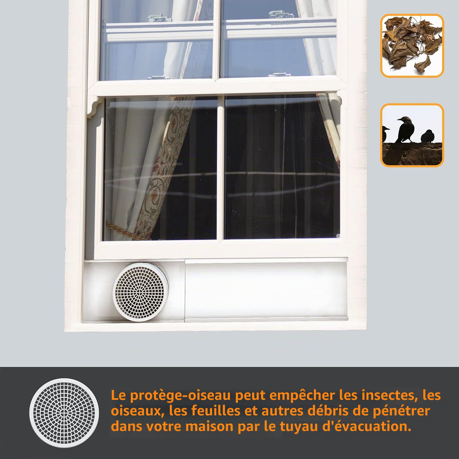 LBG Products Kit de plaques d'étanchéité de fenêtre pour unités de climatisation portables, kit d'aération en plastique pour fenêtres et portes coulissantes, panneaux de longueur réglable pour tuyau