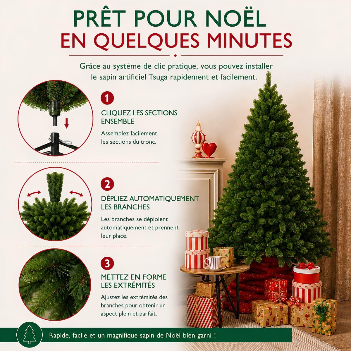 Triumph Tree Tsuga Sapin de Noël Artificiel - Christmas Tree H185 x Ø109 cm - Vert
