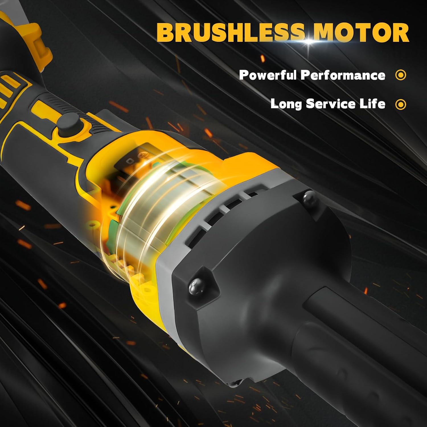 Cordless Die Grinder for Dewalt 20V Battery, 4 Speed Brushless Die Grinder, 1/4" Chuck, 25000RPM Power Motor for Grinding,Rust Removal,Polishing,Deburring